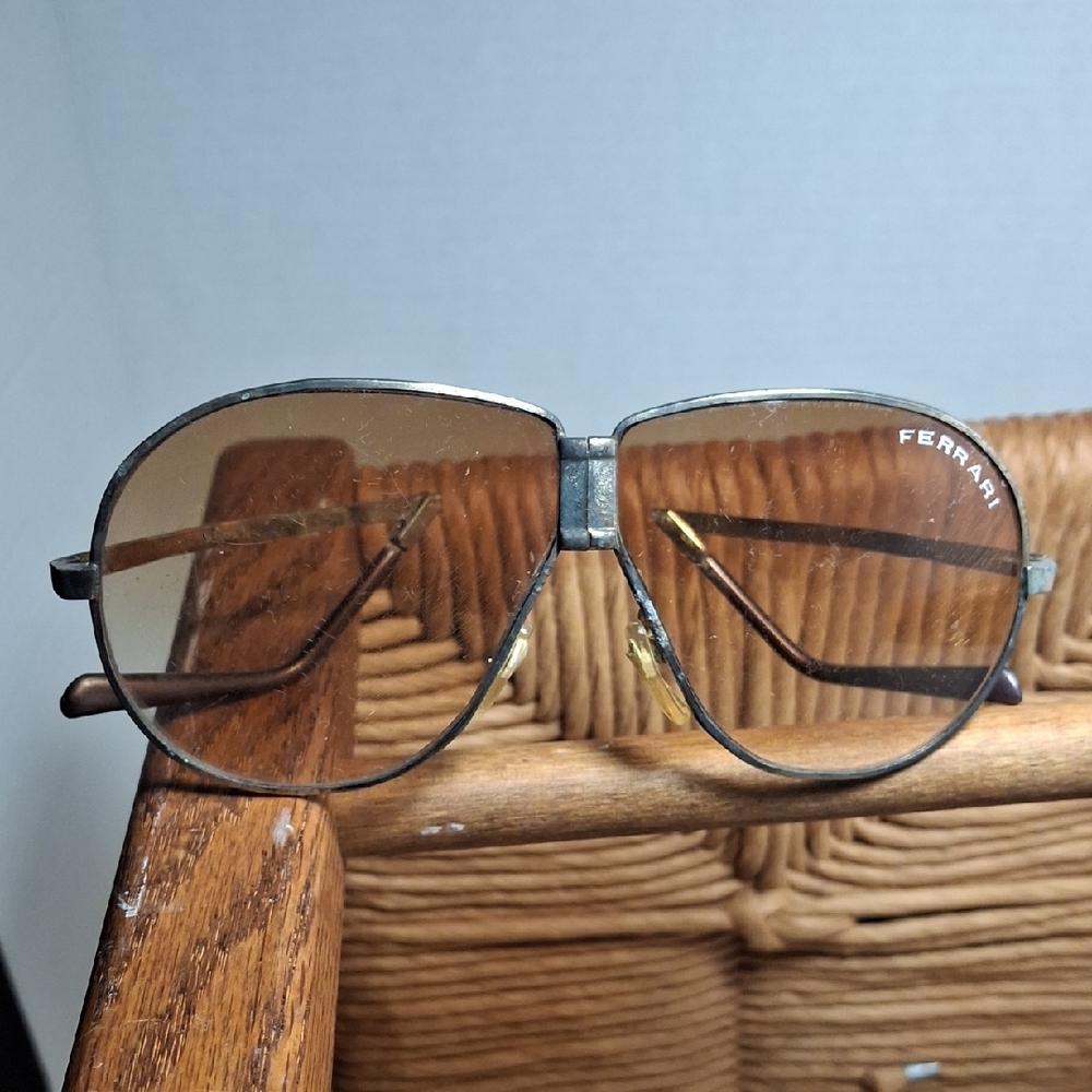 Vintage Ferrari Aviator Sunglasses with Brown Lenses